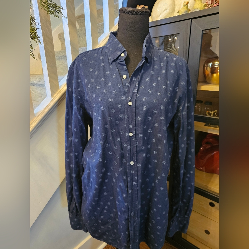 Men's Massimo Dutti Blue Patterned Shirt